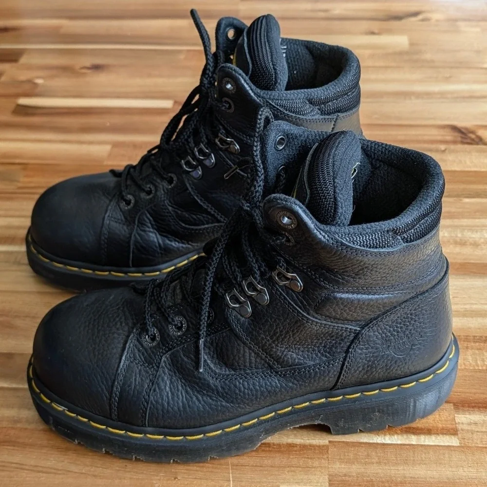 Dr. Martens Industrial Steel Toe Black Leather Work Boots Men's 10